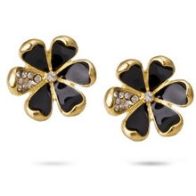 愛(ài)情魔法 鑲鉆黑瓣花合金耳環(huán)的日常珠寶魅力